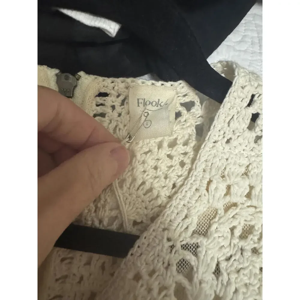 Flook Alora for Free People crochet mini dress with beaded detail - Picture 6 of 8